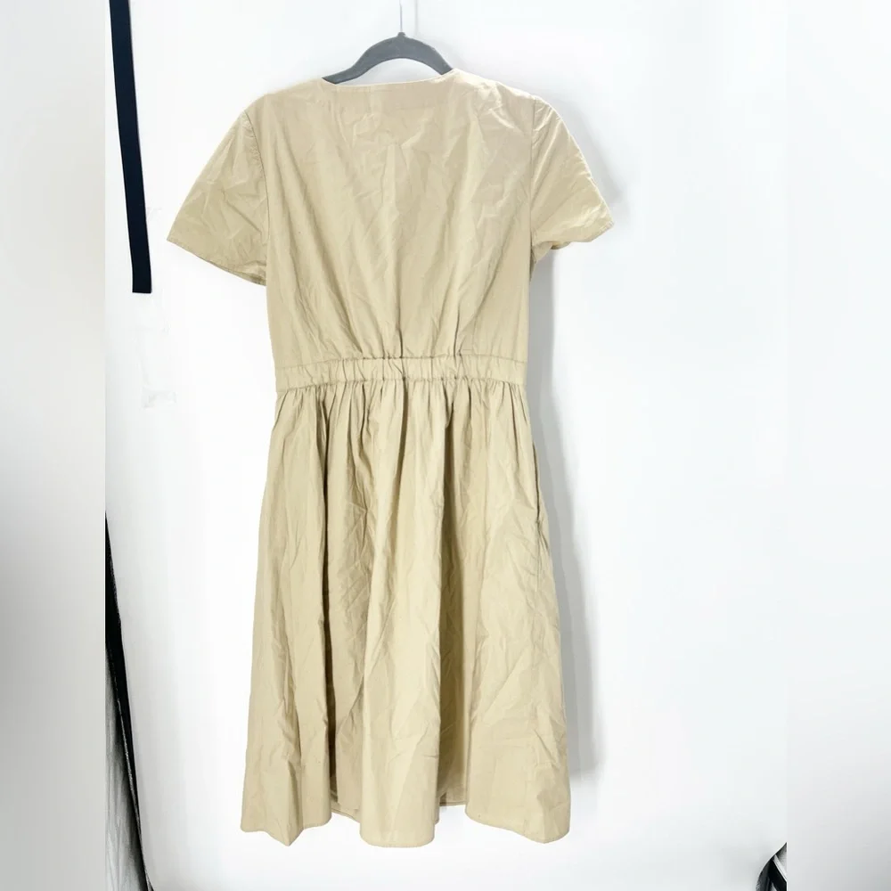 J Crew Women’s Cotton Poplin Modi  Dress sz8 Tan Short Sleeve - Picture 3 of 3